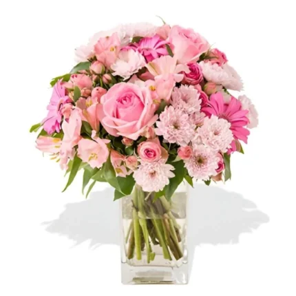 Sensation – Bouquet Multicolore avec Vase pour Fiançailles