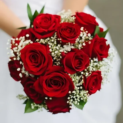 Rouge Passion – Bouquet de Mariée à la Main en Fleurs Rouges
