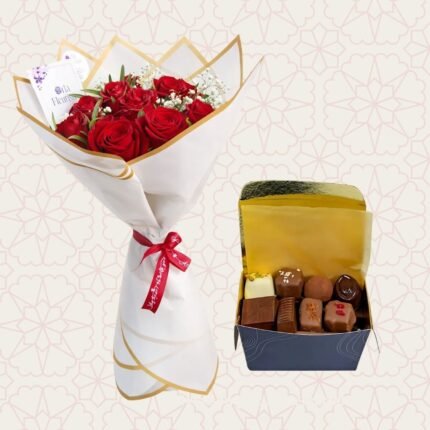 Coffret Cadeau : Bouquet de Fleurs & Chocolats Versailles 250 g